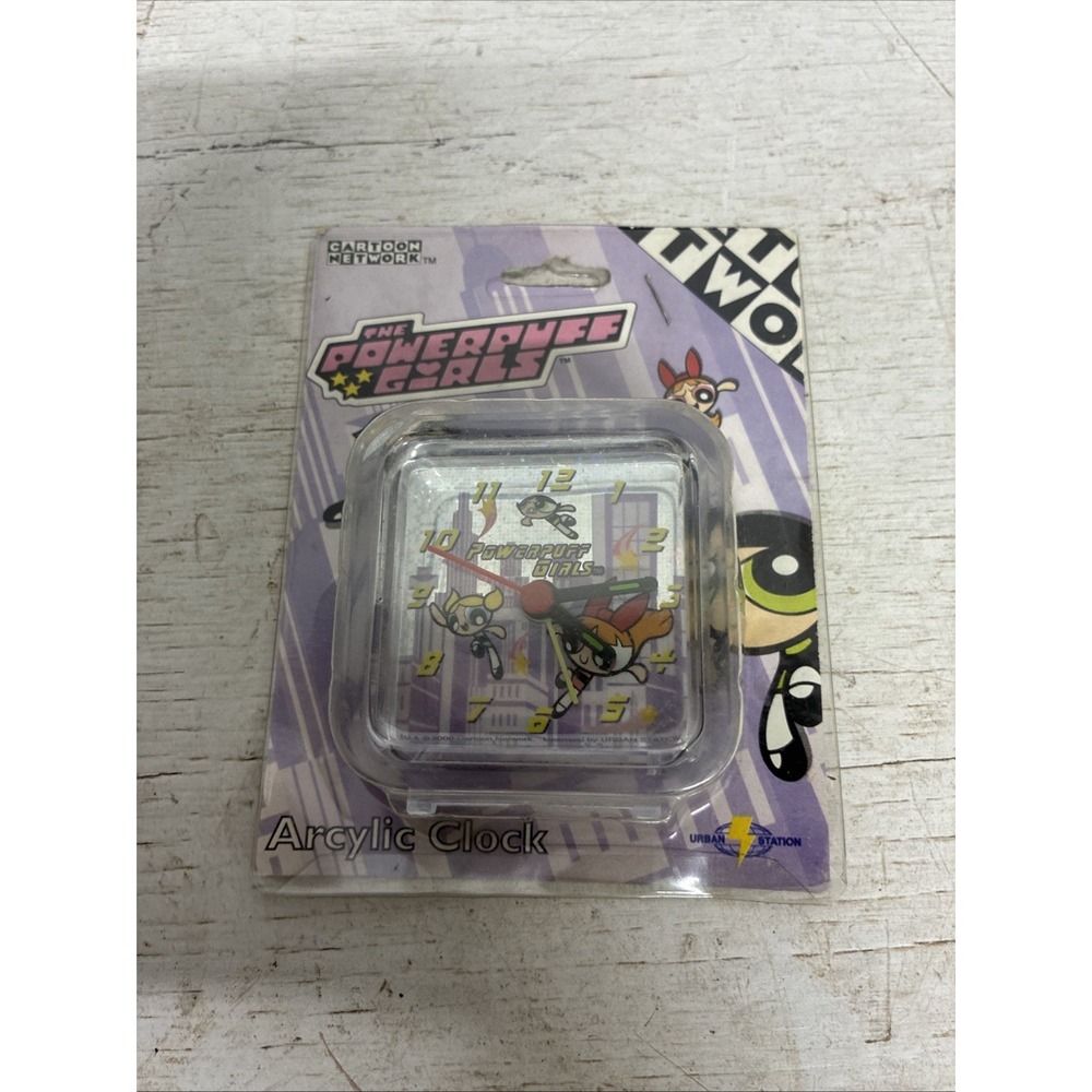 Vintage 2000 Powerpuff Girls Acrylic Clock Brand New Unopened